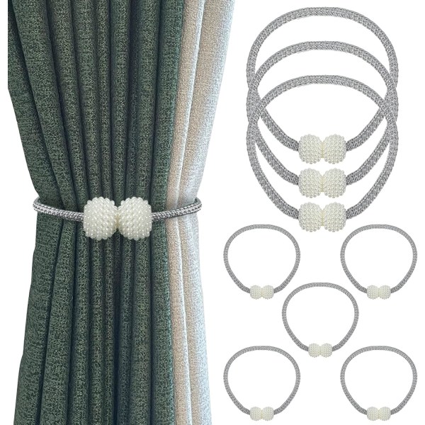 (Gray) 8 Pieces Curtain Tiebacks, Curtain Tiebacks with Bead, Mod