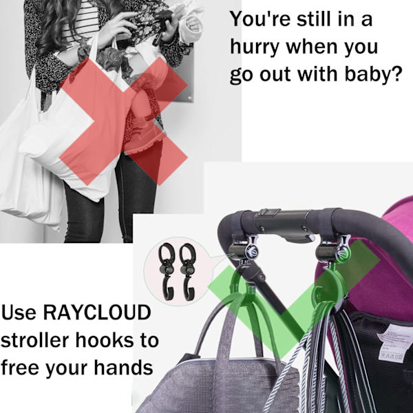 Babyvagnskrokar för leksaker, universella blöjväskkrokar för vagn