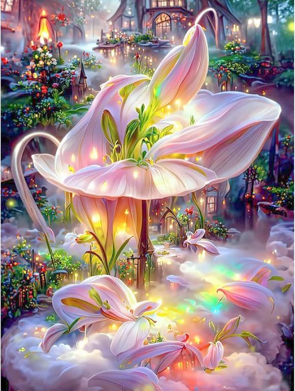 Blomster Diamantmalingssett for voksne, 30x40cm 5D Glowworms Dia