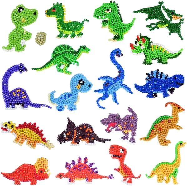 18 kpl DIY 5D Timantti-tarrat Lasten Dinosaurukset