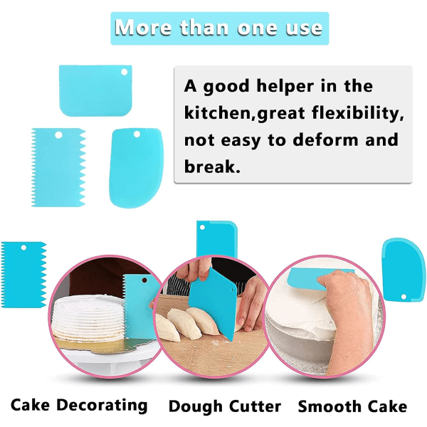 Tårtskrapa Set om 3, Tårtglasyrverktyg för tårtdekorering, Plast