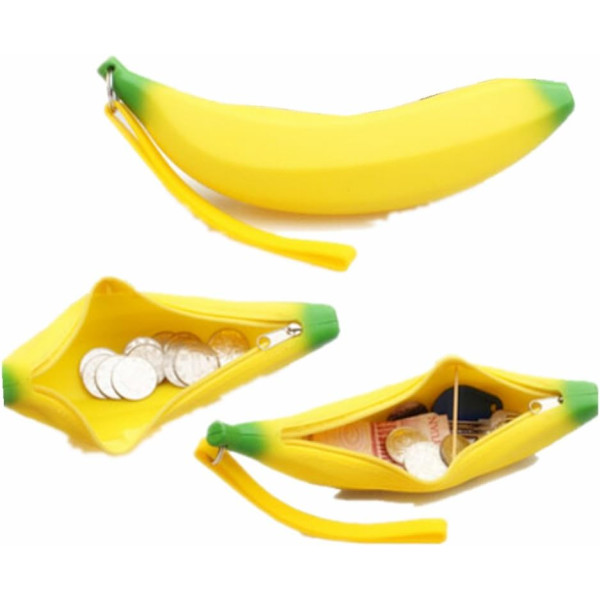 3-pack Simuleringsbananer Pennafodral Nyckelring Blixtlås Väska Tredimensionell