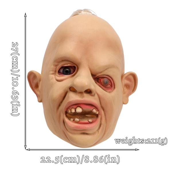 Squint-eyed monster latex mask Deluxe Goonies Halloween Fancy Dress Costume