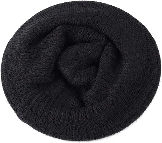 Dames Vinter Blomsterhat - Sort Strikket Modevarm Hat