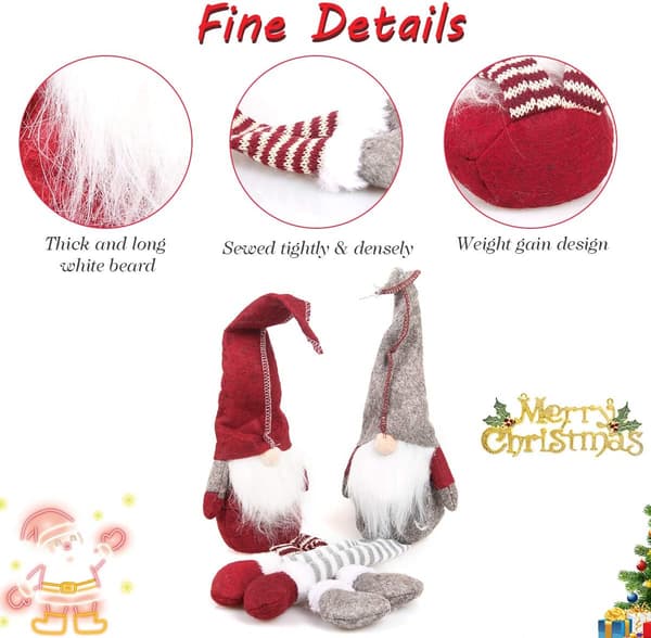 Julgransprydnader - Plyschtomte Elf Bordsdekorationer Julgransprydnader Heminredning - 3-pack