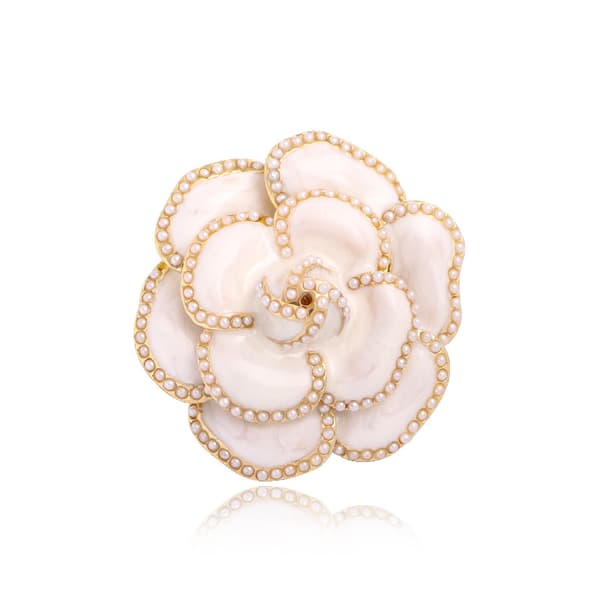 Østerriksk Rhinestone Brosje for Kvinner - Krystallblomst Gull Emalje B