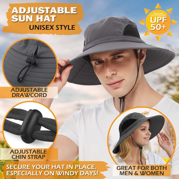 Solhatt för Herrar och Damer, Sommar, Anti-UV, Utomhusvandring, Bucket Hat, Vikbar