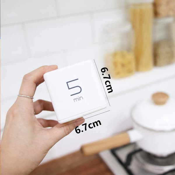 Kube-timer (hvit 1-3-5-10 minutter), digital kjøkkentimer, LED S