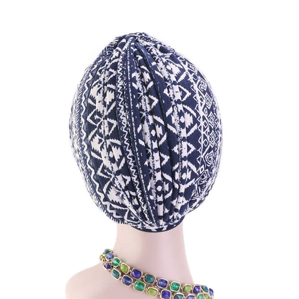 (Blå) Chemo Hodeplagg Hodeinnpakning Skjerf Beanie Lue Kvinner Stretch Knute Front Turban