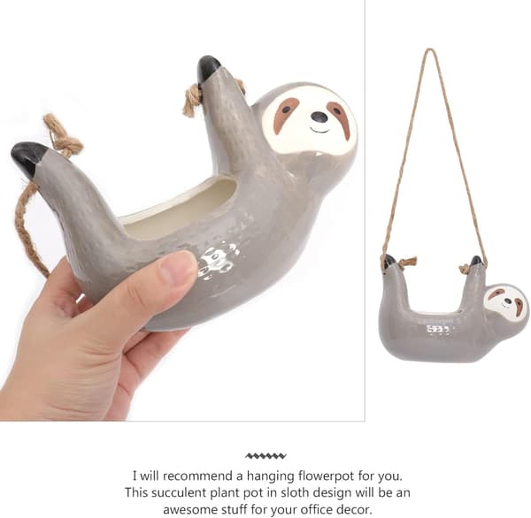Liten Keramik Hängande Planter - Grå - för Växter - Sloth Design