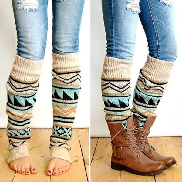 2 Par Benvärmare Stickade Gaiter Kvinnor Vinter Långa Leggings Strumpa