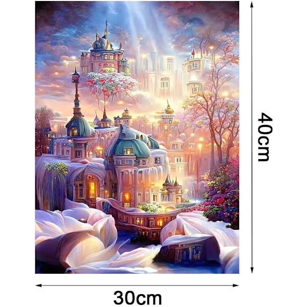 (30 x 40 cm, Slott F) 5D diamantmålning kit, slott diamant