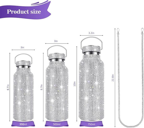 Glittrande Diamant Vattenflaska med Strass - Silver 350ml, Hi