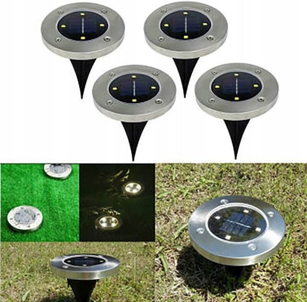 Solcellelys udendørs belysning 4LED underjordisk lys 4 stk. hvidt lys