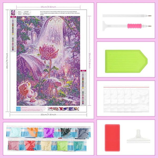 Landskap Diamantmålning Kit för Vuxna, 30x40cm 5D Blommor Dia