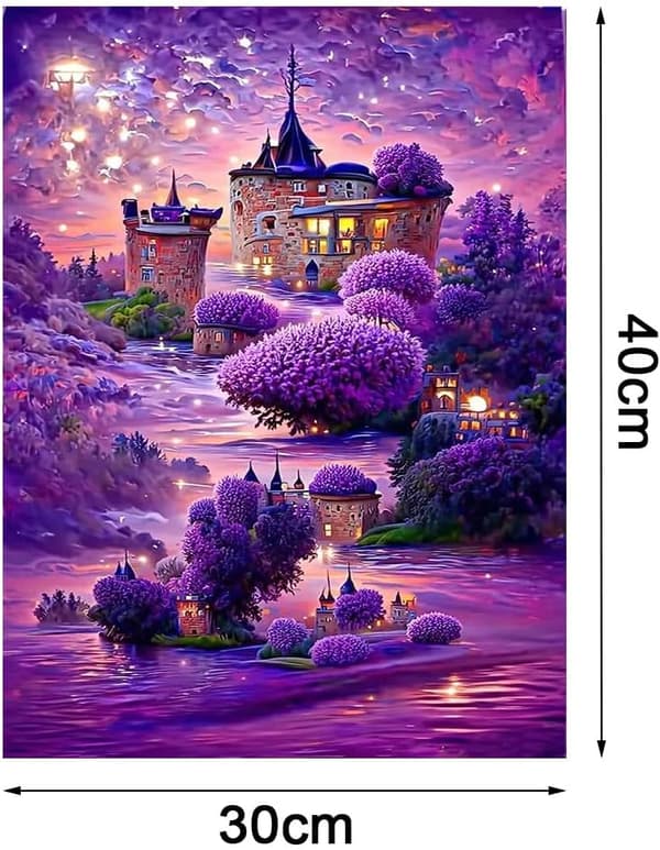 (30 x 40 cm, Fantasy Castle-D) 5D Diamantmaleri Kit, Slott