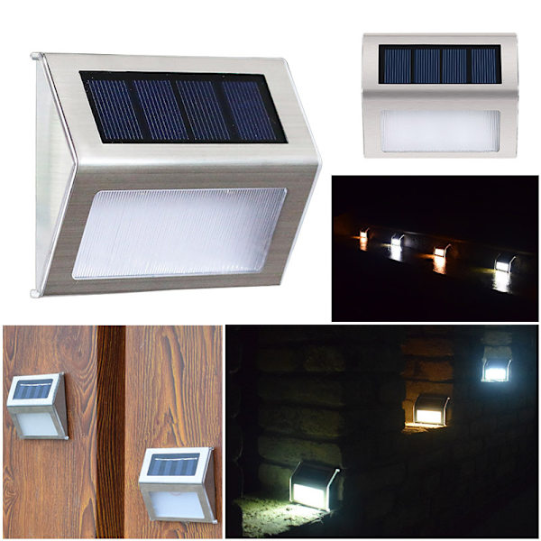 2-pack Soltrappstegslampor - 6 LED Trappstegslampor - Regnsäkra
