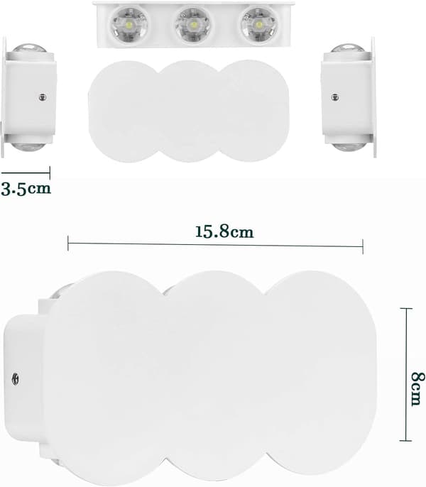 6W LED innendørs vegglampe, moderne rektangulær vegglampe opp ned spot
