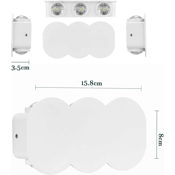 6W LED Vägglampa för inomhus, Modern rektangulär vägglampa upp och ner