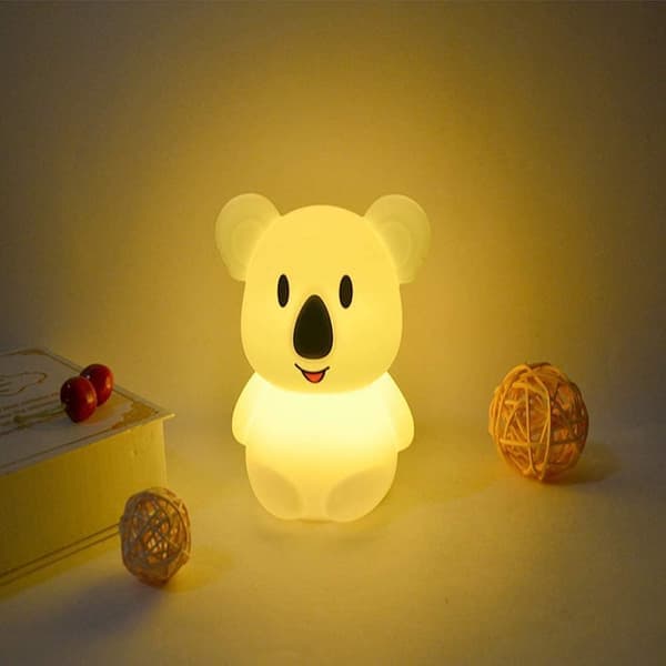 Myk silikon LED nattlampe for barn - Koala, fargeskiftende/USB