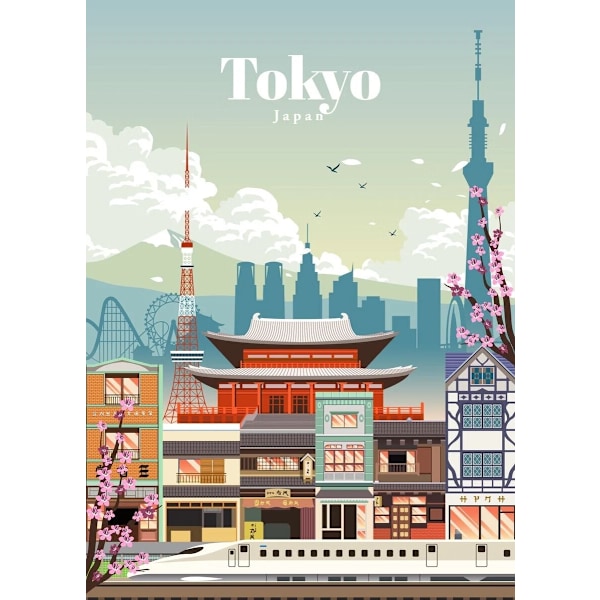 30x40cm 5D DIY Diamantmålning Set för Vuxna och Barn - Japansk