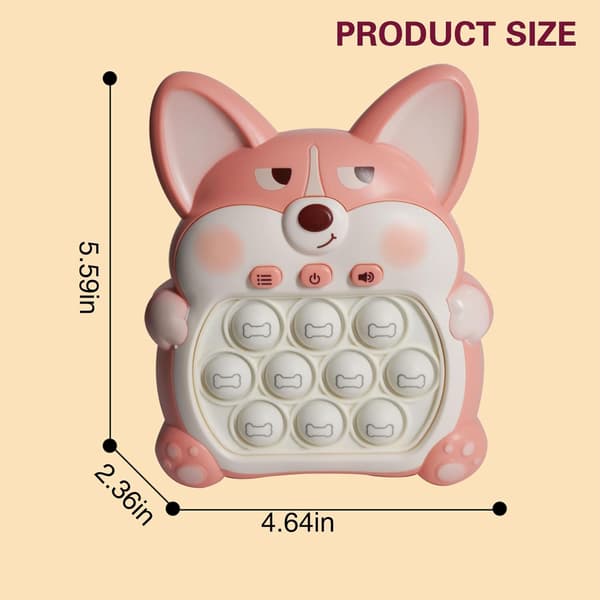 (Corgi Rosa) Light Up Pop Fidget Sensoriska Leksaker Handheld Spel, Push Bubble Pop Pusselspel Ma