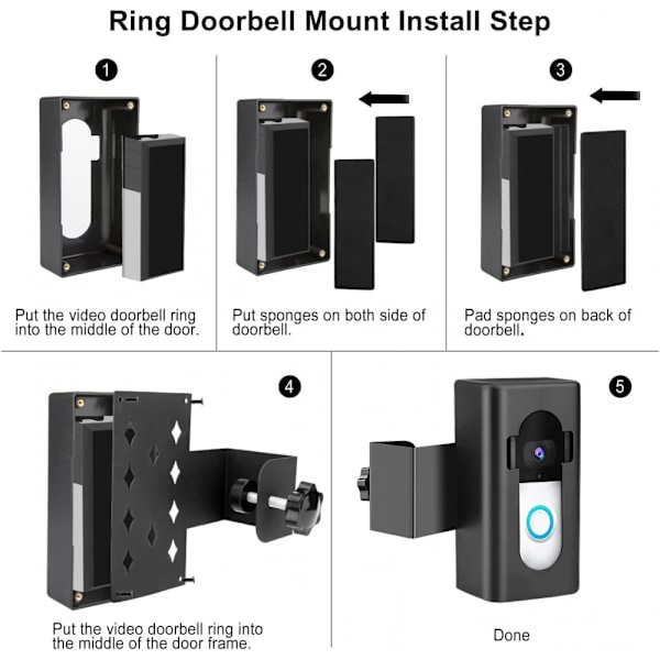 Dørklokkeholder uden boring, Generisk tyverisikring Ring dørklokkeholder til lejlighed, Egnet til Ring, Blink Video Doorbell Hvid