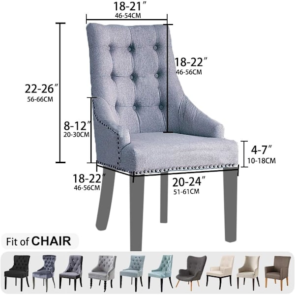 1-delars Set, Mjuk Stretchbar Marinblå Wingback Stolsöverdrag - Återanvändbar