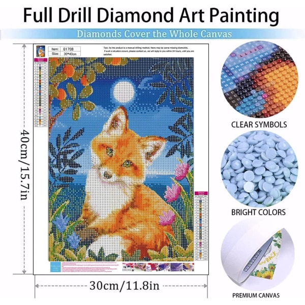 Diamantmålning Kit för Vuxna 5D Diamant Rävar Konst Kit för Vuxna