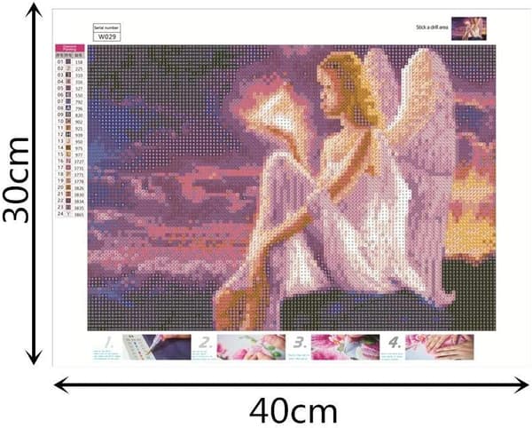 30x40cm, 5D Diamantmaling Engel 5d diamantmalt rhinestone