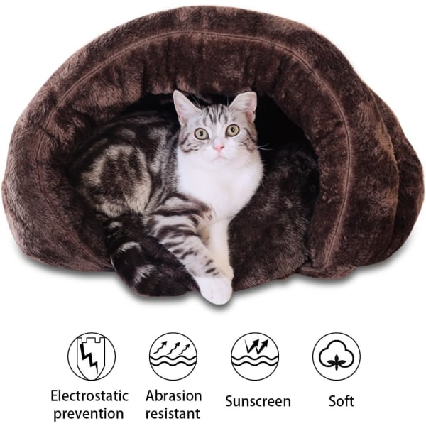 Varm katt- och hundbädd för höst och vinter - Kaffe Small, Exq