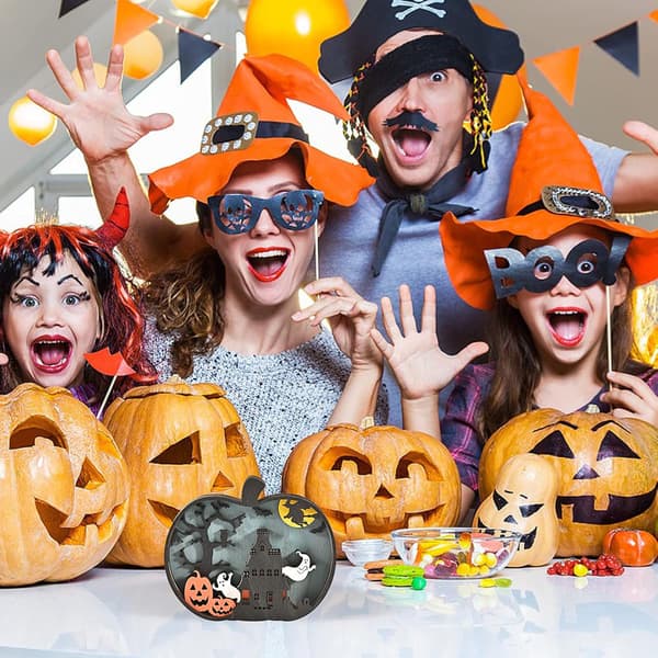 Trægræskar Halloween Borddekorationer, Multi-lags Græskar H