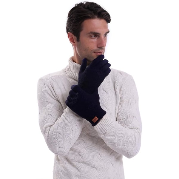 Touch Screen Handsker til mænd Vinter varme strikhandsker med blød lin
