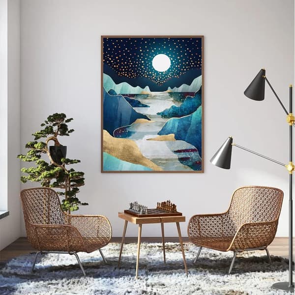 Diamantmaleri Bjerg og Måne, Stjernehimmel Kit 30x40cm, Diamant