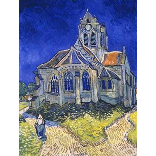 (30x40cm) Van Goghin diamond painting - kirkko, tee-se-itse 5D-timantti