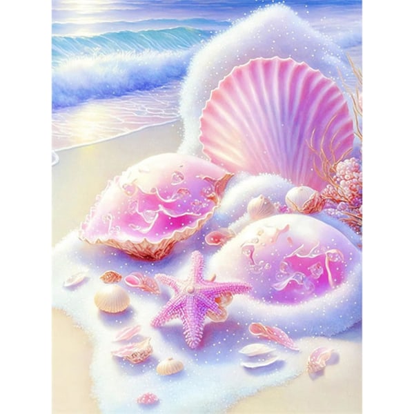 30x40cm, Pink Seashell Diamond Art Kit 5d timanttimaalattu rhinest