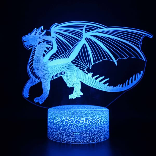 Vinget dinosaur nattlys for barn, 3D fantom nattlys, 1