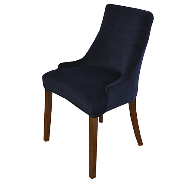 1-delars Set, Mjuk Stretchbar Marinblå Wingback Stolsöverdrag - Återanvändbar