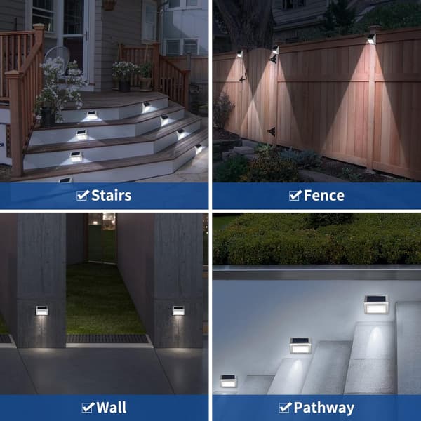 2 Pak Soltrappe Lys - 6 LED Trappe Lys - Regnfast