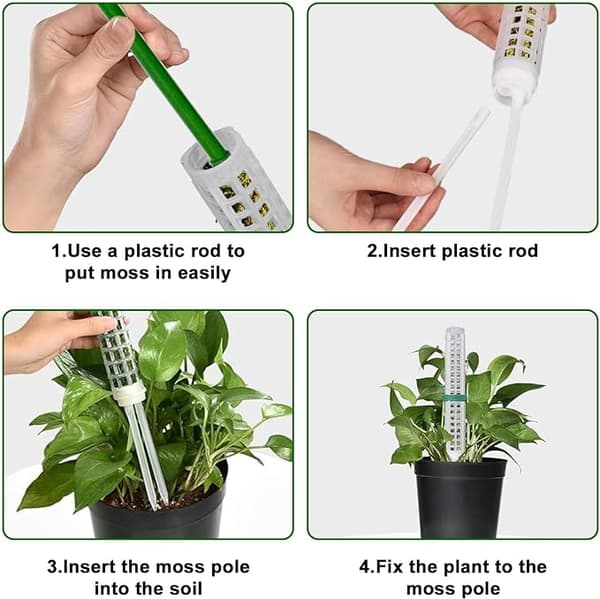 Mosstænger til Monstera-planter, 15,6\" Stakbare Plastmosstænger