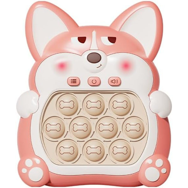 (Corgi Pink) Lysende Pop Fidget Sensorisk Legetøj Håndholdt Spil, Push Bubble Pop Puslespil Ma