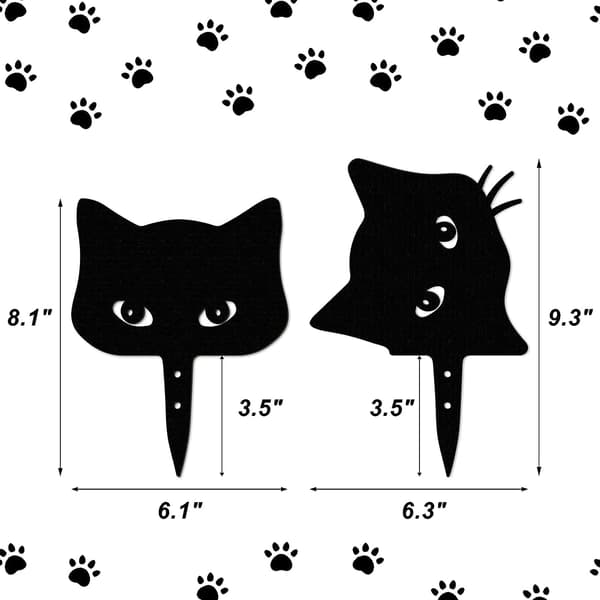 Sæt af 2 Metal Sorte Kat Dekorationer til Have, Gråhave, Halloween