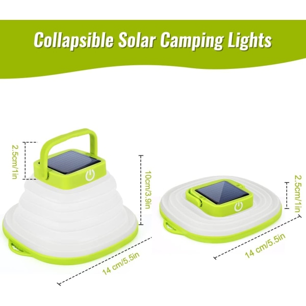 Campinglyslanterne, solcelledrevet LED-lampe Sammenfoldelig LED-lanterne