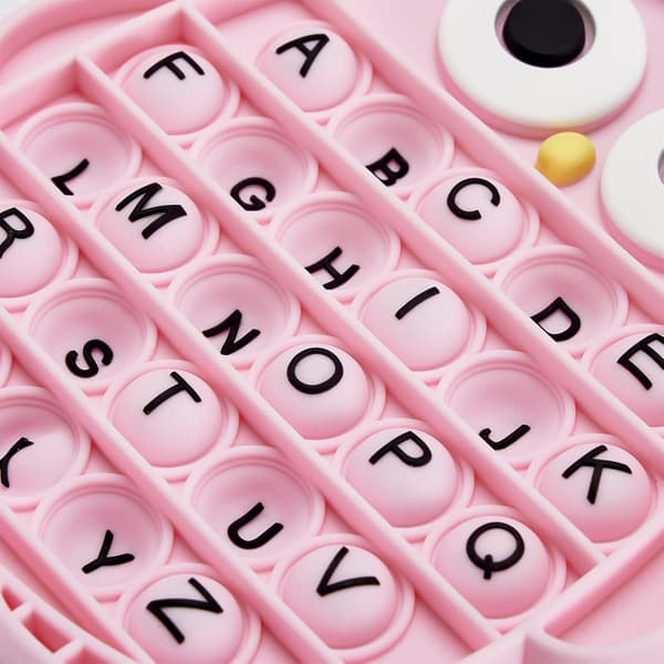 (Sorte Bogstaver-Pink) Push Pop Bubble Fidget Sensorisk Legetøj, Silikone Stress Relief Blasting Legetøj, ABC Bogstaver Ugleform Pædagogisk Le