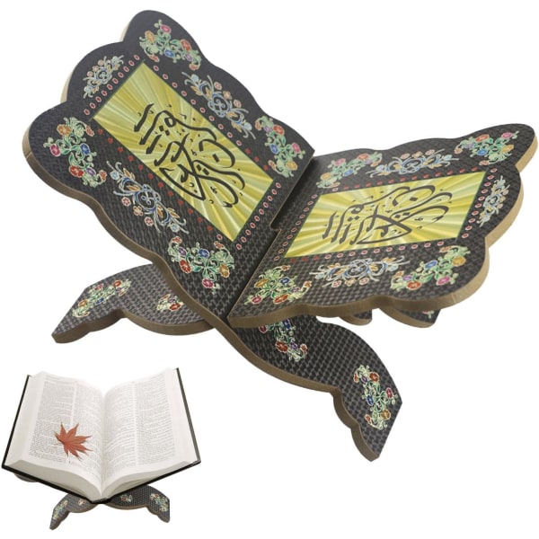 (Musta) 1-osainen puinen uskonnollinen Koraani Pyhä kirjahylly Vintage She