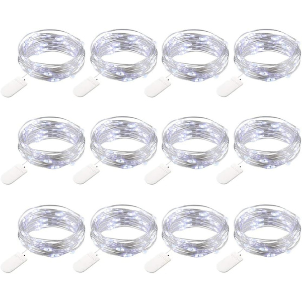 Fe Stringlys 12 Pak 20 LED Firefly Lys Mikrotråd Batteri
