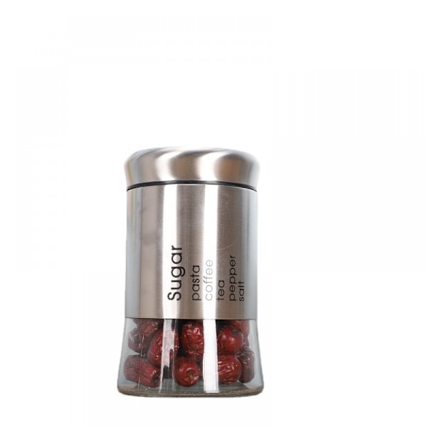 550ML Rostfritt Stål Förvaringsburk Saltkar Pepparkvarnar Transparent Glas