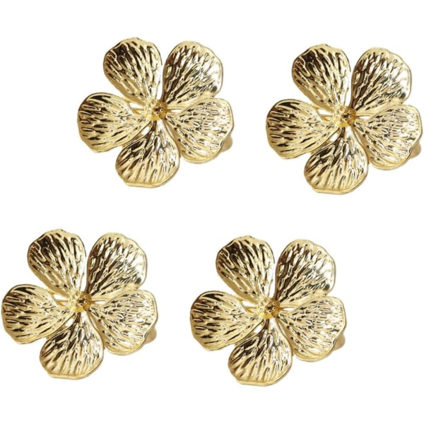 (Guld)Servettring, Vit Blomma Servettring Set om 12 Jul N
