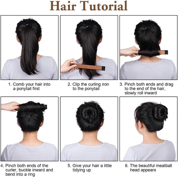 (Lysebrun) 2-delt Bun Maker-sæt, Hårstyling Tilbehør