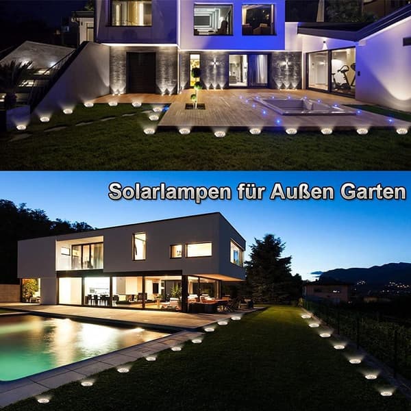 Utendørs Hagesolcelle-spotlight, Sett med 4 8 LED-lys Solcelle-spotlight